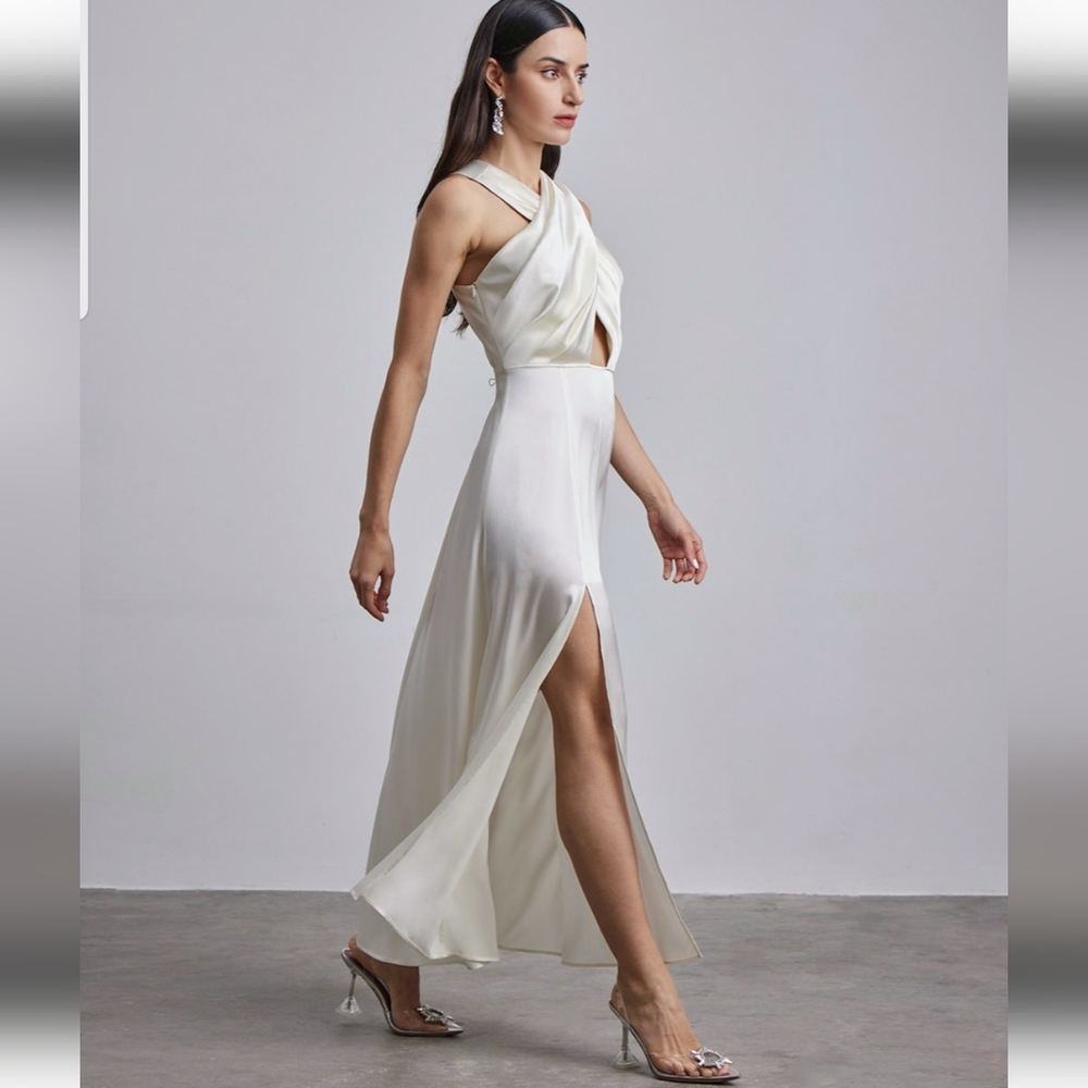 Cleopatra Bridal Silk Maxi Dress (Ivory) - Silk Maison